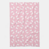 ベビーの足跡、ベビーの足、足跡、ピンクガール キッチンタオル (縦)