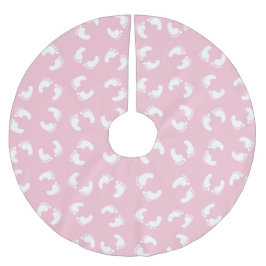 ベビーの足跡、ベビーの足、足跡、ピンクガール ブラッシュドポリエステルツリースカート