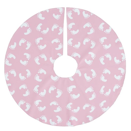 ベビーの足跡、ベビーの足、足跡、ピンクガール ブラッシュドポリエステルツリースカート (正面)