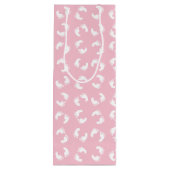 ベビーの足跡、ベビーの足、足跡、ピンクガール ワインギフトバッグ (裏面)