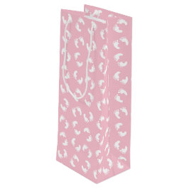 ベビーの足跡、ベビーの足、足跡、ピンクガール ワインギフトバッグ