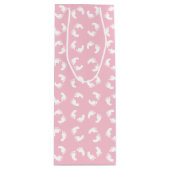 ベビーの足跡、ベビーの足、足跡、ピンクガール ワインギフトバッグ (正面)