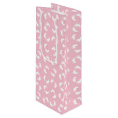 ベビーの足跡、ベビーの足、足跡、ピンクガール ワインギフトバッグ (正面アングル)