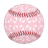 ベビーの足跡、ベビーの足、足跡、ピンクガール 野球ボール (正面)
