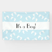 ベビーの足跡、ベビーの足、足跡、ベビーシャワー 横断幕 (横)