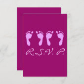 ベビーの足跡（女の子の双子） 出欠カード (正面/裏面)