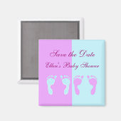 ベビーの足跡(女の子または男の子の双生児) マグネット (正面/裏面)