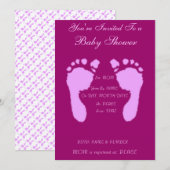 ベビーの足跡（女の子） 招待状 (正面/裏面)