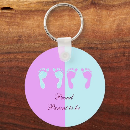 ベビーの足跡(女の子/男の子の双子) キーホルダー (正面)