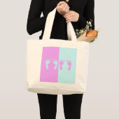 ベビーの足跡（女の子/男の子の双子） ラージトートバッグ (正面(商品))