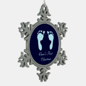 ベビーの足跡（少年） スノーフレークピューターオーナメント (左)