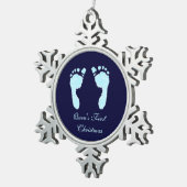 ベビーの足跡（少年） スノーフレークピューターオーナメント (右)