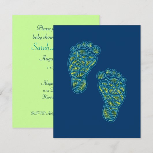 ベビーの足跡 招待状 (正面/裏面)