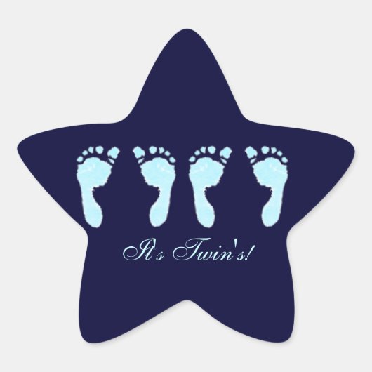 ベビーの足跡（男の子の双子） 星シール (正面)