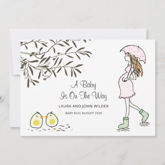 ベビーの途中で母親の予感 案内状 (正面)