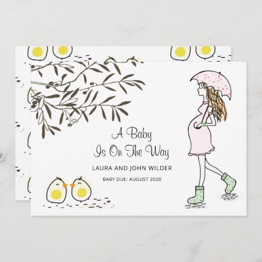 ベビーの途中で母親の予感 案内状 (正面/裏面)