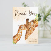 ベビーの途中ベビーキリンとママ赤ちゃんシャワー サンキューカード (スタンド正面)