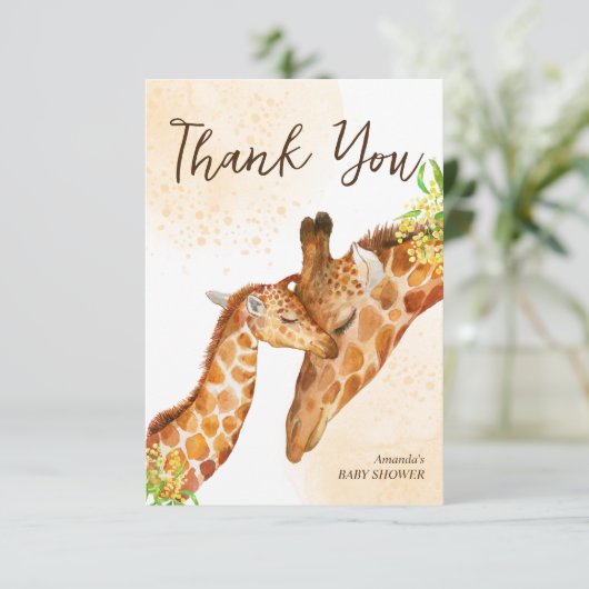 ベビーの途中ベビーキリンとママ赤ちゃんシャワー サンキューカード (スタンド正面)