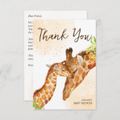 ベビーの途中ベビーキリンとママ赤ちゃんシャワー サンキューカード (正面/裏面)