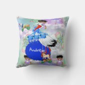 ベビーの遊び仲間と虹と雲の投げピル クッション (裏面)