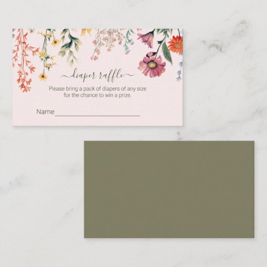 ベビーの開花おむつラッフルチケット囲い エンクロージャーカード (正面/裏面)