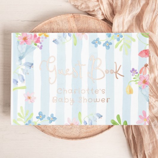 ベビーの開花お洒落のストライプ赤ちゃんシャワー ゲストブック