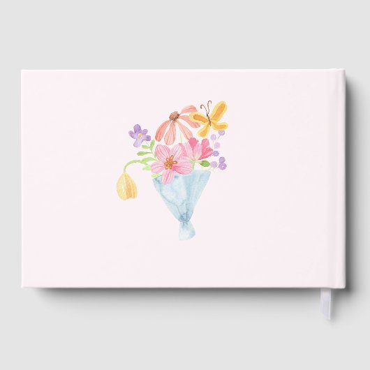 ベビーの開花お洒落のストライプ赤ちゃんシャワー ゲストブック (裏面)