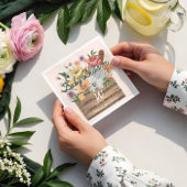 ベビーの開花かわいいフローラ木製クレート赤ちゃんシャワー スタンダードカクテルナプキン