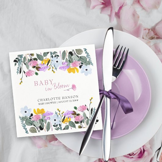 ベビーの開花かわいらしワイルドフラワー芝生 スタンダードカクテルナプキン