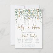 ベビーの開花と星の赤ちゃんシャワー 招待状 (正面)