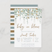 ベビーの開花と星の赤ちゃんシャワー 招待状 (正面/裏面)