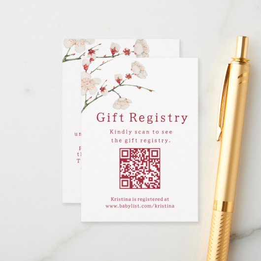 ベビーの開花の花のギフト登録赤ちゃんシャワー エンクロージャーカード (正面/裏面インサイチュ)