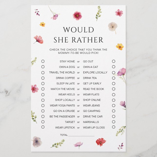 ベビーの開花の赤ちゃんシャワー彼女はむしろゲームだろう (正面)