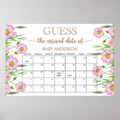ベビーの開花の赤ちゃんシャワー推定期日カレンダー ポスター (正面)