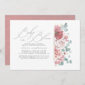 ベビーの開花ほこりっぽいピンクの花ベビーシャワー 招待状 (正面/裏面)
