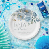 ベビーの開花ほこりっぽいブルーフローラ男の子のシャワー ペーパープレート (パーティー)