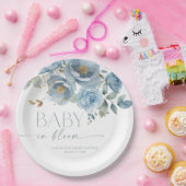 ベビーの開花ほこりっぽいブルーフローラ男の子のシャワー ペーパープレート (パーティー)