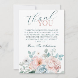 ベビーの開花ほこりっぽいブルーベビーシャワー サンキューカード