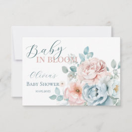 ベビーの開花ほこりっぽいブルーベビーシャワー サンキューカード