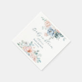 ベビーの開花ほこりっぽいブルー赤面牡丹ベビーシャワー スタンダードカクテルナプキン (角)