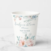 ベビーの開花ほこりっぽいブルー赤面牡丹ベビーシャワー 紙コップ (正面)