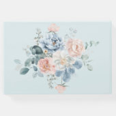 ベビーの開花ほこりっぽい青い水の色ベビーシャワー ゲストブック (裏面)