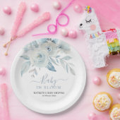 ベビーの開花ほこりっぽい青い花の赤ちゃんシャワー ペーパープレート (パーティー)