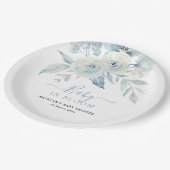 ベビーの開花ほこりっぽい青い花の赤ちゃんシャワー ペーパープレート (アングル)