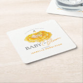 ベビーの開花ウィムシー水の色の黄色の赤ちゃんシャワー スクエアペーパーコースター (アングル)