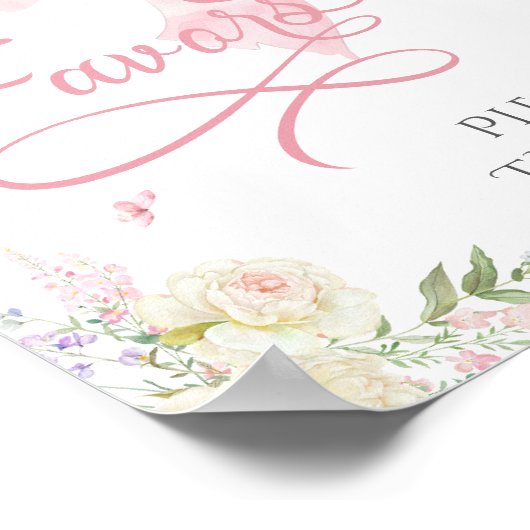 ベビーの開花エレガントピンクボウ赤ちゃんシャワーの好意 ポスター (角)