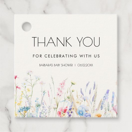 ベビーの開花エレガントワイルドフラワーベビーシャワー フェイバータグ (正面)