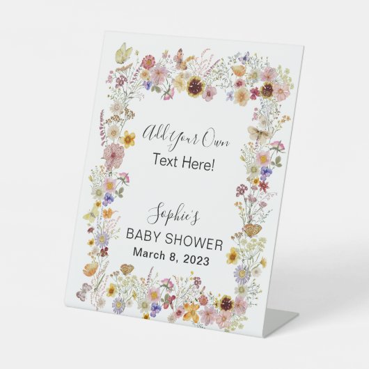 ベビーの開花ガーデン蝶あなた自身の単語を追加 台座サイン (正面)