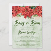 ベビーの開花クリスマスポインセチア赤ちゃんシャワー 招待状 (正面)
