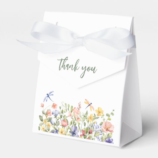 ベビーの開花グリーンワイルドフラワーベビーシャワー フェイバーボックス (正面サイド)